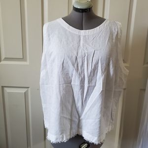 Liz Claiborne Linen Blend Fringe Tank Top XXL